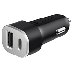 Автомобильное зарядное устройство Deppa 2 USB Type-C + USB A QC 3.0, Power Delivery, 18Вт (черный) 