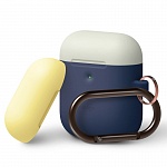 Силиконовый чехол для Apple AirPods Elago A2 Wireless Silicone Hang Duo Case (синий с белой и желтой крышками)