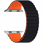 Силиконовый ремешок Lyambda ACRUX для Apple Watch 42mm\44mm\45mm (черный\оранжевый)