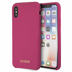 Чехол Guess для Apple iPhone X Silicone Collection Gold Logo Pink