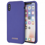 Чехол Guess для Apple iPhone X Silicone Collection Gold Logo Purple 