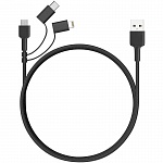 Кабель Aukey 3 в 1 USB to Lightning/USB-C/MicroUSB 1,2m (черный)