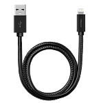 Дата-кабель Deppa Leather USB - 8-pin для Apple, алюминий/экокожа, MFI, 1.2м, черный