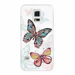 Чехол и защитная пленка для Samsung Galaxy S5 mini Deppa Art Case Pastel бабочки