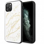 Чехол Guess Double Layer Marble Hard Tempered glass для Apple iPhone 11 Pro (белый)