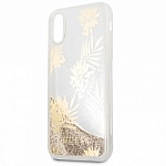 Чехол Guess для Apple iPhone X Glitter Palm spring Hard PC Gold