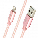 Кабель передачи данных Rock MFI Charge Sync Round Cable II 1.8m  для iPhone 5\6\7, iPad mini, iPad Air, iPad 4 (розовый)