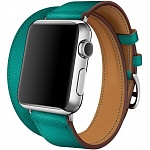 Ремешок кожаный HM Style Double Tour для Apple Watch 38mm\40mm (зеленый)