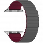 Силиконовый ремешок Lyambda ACRUX для Apple Watch 42mm\44mm\45mm (серый\бордовый)