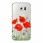Чехол и защитная пленка для Samsung Galaxy S6 Deppa Art Case Flowers маки