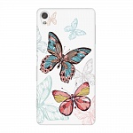 Чехол и защитная пленка для Sony Xperia Z3+ Deppa Art Case Pastel бабочки