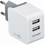 Сетевое зарядное устройство EnergEA Ampcharge, 2 USB, 3.4A, Lightning MFI White