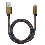 Дата-кабель Deppa Jeans USB - 8-pin для Apple, медь/джинса, MFI, 1.2м, синий