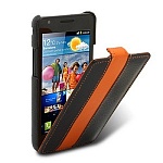 Чехол для Samsung Galaxy SII i9100 Melkco Leather Case Jacka Type (Black\Orange)