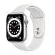 Умные часы Apple Watch Series 6 44mm (корпус из алюминия серебристого цвета, спортивный ремешок белого цвета) 