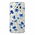 Чехол и защитная пленка для Samsung Galaxy S6 edge Deppa Art Case Flowers васильки