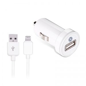 Автомобильное зарядное устройство  dexim DCA333 для iPod, iPhone, iPad со съемным кабелем Lightning белый