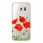 Чехол и защитная пленка для Samsung Galaxy S6 edge Deppa Art Case Flowers маки