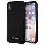 Чехол Guess для Apple iPhone X Silicone Collection Gold Logo Black