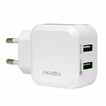 Сетевое зарядное устройство 2 USB EnergEA Ampcharge, QC3.0, 5.4A White