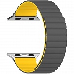Силиконовый ремешок Lyambda ACRUX для Apple Watch 42mm\44mm\45mm (серый\желтый)