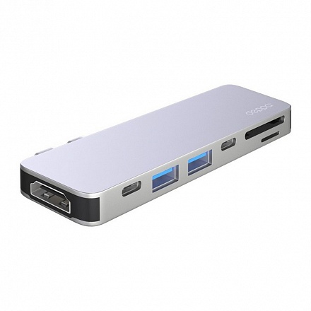 Адаптер Deppa USB C для MacBook 7-в-1 (серебристый)