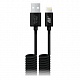 Дата-кабель BoraSCO Silicone USB – Lightning, 2А, 2м витой (черный)