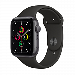 Умные часы Apple Watch Series SE 44mm (корпус из алюминия цвета «серый космос», спортивный ремешок чёрного цвета) 