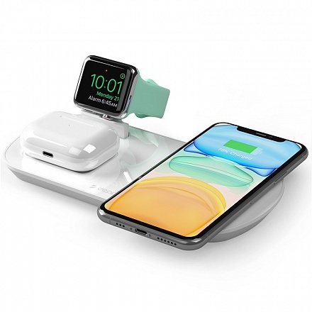 Беспроводная док-станция Deppa 3 в 1 для iPhone, Apple Watch, Airpods, 17,5W (белая)