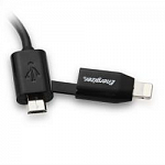 Дата кабель Energizer LCAEHUSYDUAL2 lightning + микро USB USB 2.0 1 метр черный