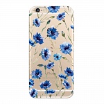 Чехол и защитная пленка для Apple iPhone 6 Deppa Art Case Flowers васильки