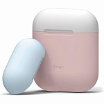 Силиконовый чехол для Apple AirPods Elago Silicone Duo Case (розовый с белой и голубой крышками)