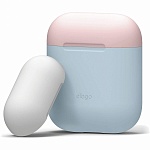 Силиконовый чехол для Apple AirPods Elago Silicone Duo Case (голубой с белой и розовой крышками)