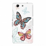 Чехол и защитная пленка для Sony Xperia Z3 Compact Deppa Art Case Pastel бабочки