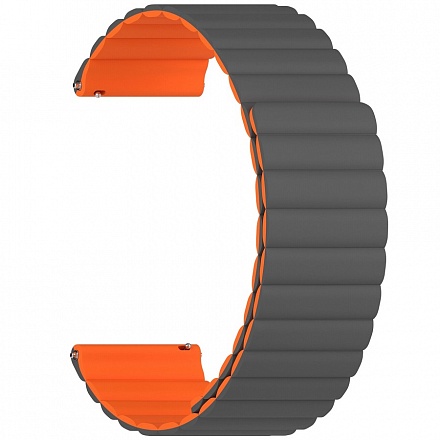 Универсальный силиконовый ремешок для часов 22 mm LYAMBDA Acrux (серый\оранжевый)