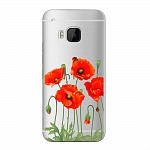 Чехол и защитная пленка для HTC One M9 Deppa Art Case Flowers маки