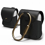 Кожаный чехол для Apple AirPods Elago Genuine leather case (черный)