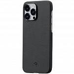 Чехол PITAKA MagEZ Case 3 для iPhone 14 Pro черно-серый узкое плетение кевлар 600D Twill (KI1401PA)