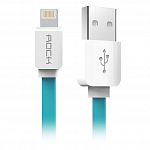 Кабель передачи данных Rock Lightning to USB Flat 1м (голубой)