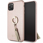 Чехол Guess Saffiano Hard PU + Ring для Apple iPhone 11 Pro (розовый)