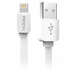 Кабель передачи данных Rock Lightning to USB Flat 1м для iPhone 5\6, iPad mini, iPad Air, iPad 4 (белый)