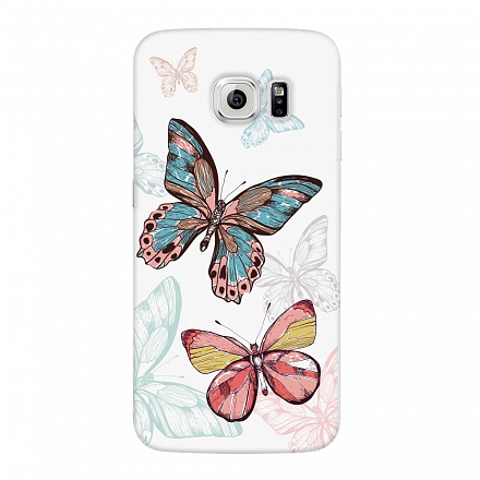Чехол и защитная пленка для Samsung Galaxy S6 edge Deppa Art Case Pastel бабочки