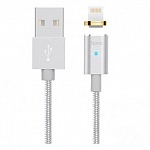 Кабель передачи данных Hoco U16 Lightning to USB магнитный (серебро)