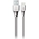 Дата-кабель BoraSCO Silicone USB – Type-C в металлической оплетке 3А, Quick Charge, 1м (серебристый)