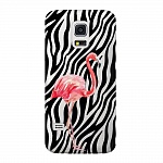 Чехол и защитная пленка для Samsung Galaxy S5 mini Deppa Art Case Jungle фламинго