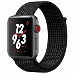Умные часы Apple Watch Series 3 Nike+ 42мм GPS + Cellular корпус из серого алюминия, спортивный ремешок Nike черного цвета (MQLF2)