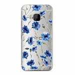 Чехол и защитная пленка для HTC One M9 Deppa Art Case Flowers васильки