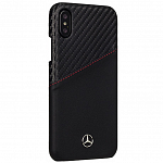 Чехол накладка Mercedes для Apple iPhone X Dynamic Card slot Hard Leather/Carbon, Black