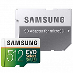 Карта памяти Samsung 512GB 100MB/s (U3) MicroSDXC Evo Select Memory Card with Adapter (MB-ME512GA/EU)