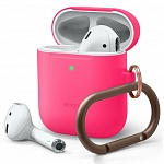 Силиконовый чехол Elago Slim Silicone Hang case для Apple AirPods 1\2 (неоновый розовый)